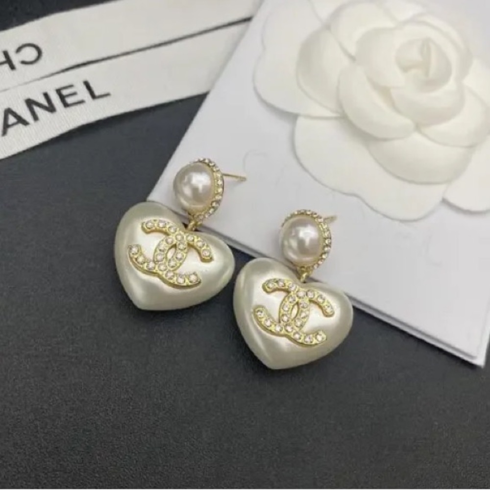Chanel Gold and Silver Heart Earrings